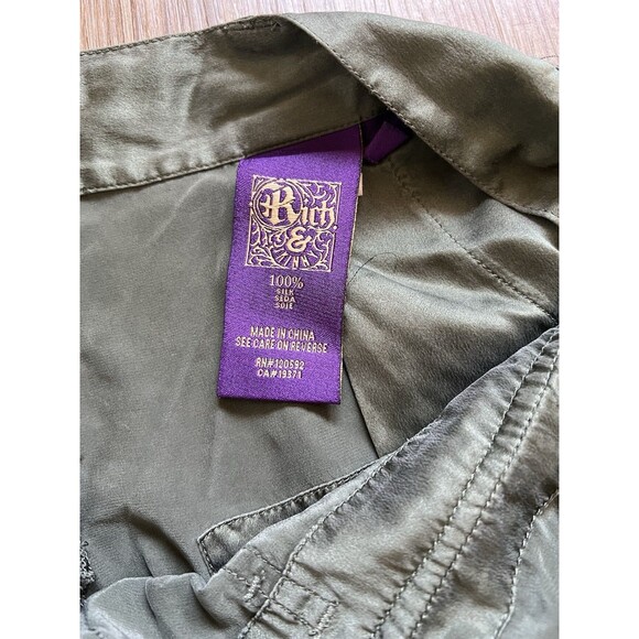 RICH & SKINNY 100% Silk Satin Low Rise Short Button Fly Pockets &Loops  Size 24 - Picture 3 of 7